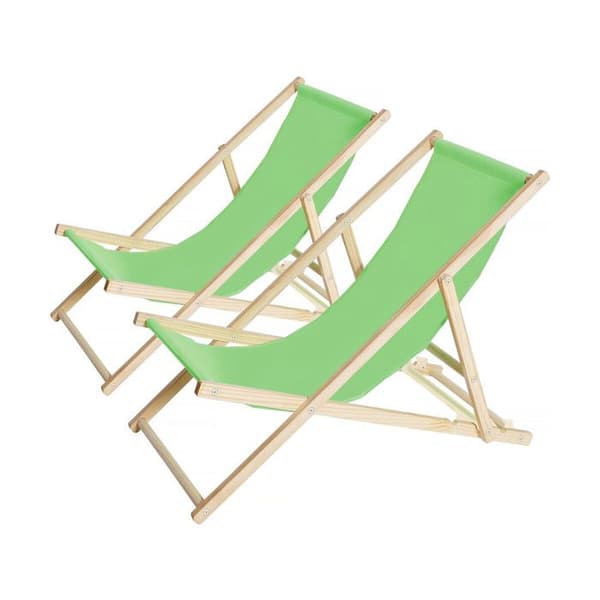 Set med 2 "chilenska" solstolar i trä - 107 x 56,5 x 81 cm - Grön