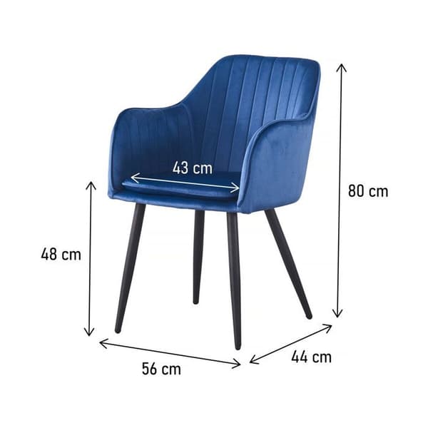 2-pack "Velma" fåtöljer i sammetsmaterial med armstöd - Blå