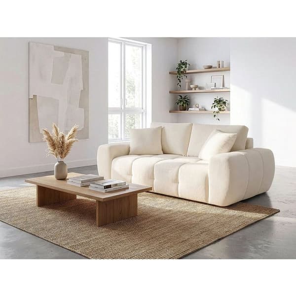 Kiinteä Léonie Bubble -kangassohva beige, 2-istuttava, 175 x 107 x 84 cm
