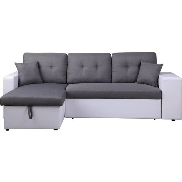 Vänsterhörnsoffa konvertibel/omvändbar "Axel" - 3 platser - Vit/Grey