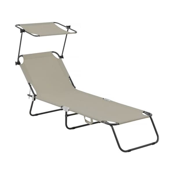 Fällbar solstol "Lazy" - Med solskydd - Taupe