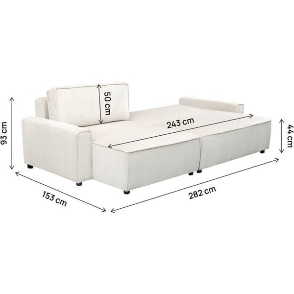 Vinkelsoffa i sammetsribbat tyg "Montaigne" - 3 platser - Beige