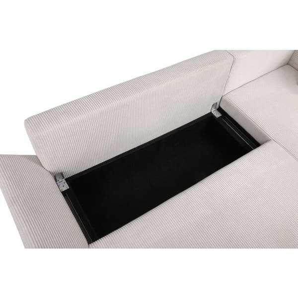 Vinkelsoffa i kordflod "Vaugirard II" - 3 platser - Beige