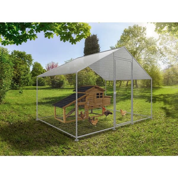 Hönsgård 6 m² inhägnad park 2 x 3 x 2 M galvaniserat stål