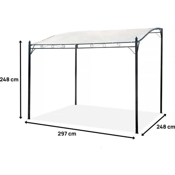 Skråpergola i metall - 3 x 2,5 m - Beige