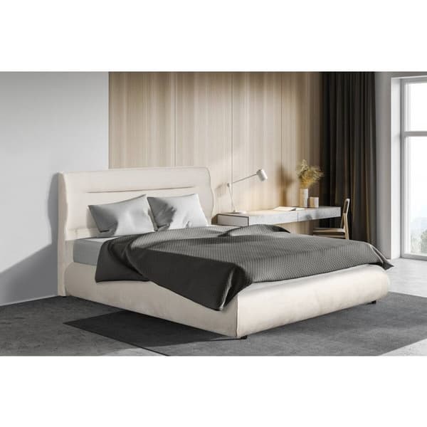 Dubbel säng med förvaring i sammet "Chamonix" - 140 x 190 cm - Beige