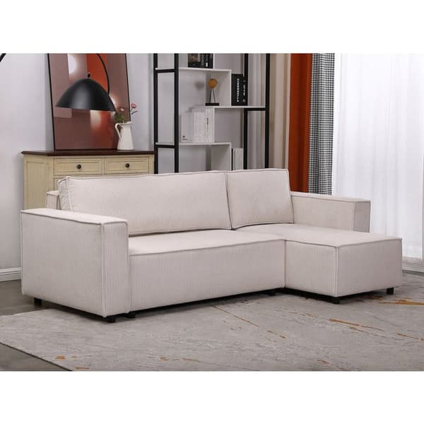 Vinkelsofa i fløjl "Montaigne S" - 3 pladser - Beige