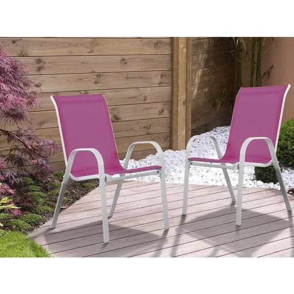 Designträdgårdsstolar - Stål/Textilén - Rosa - Set om 2 - 53,5x75x92 cm
