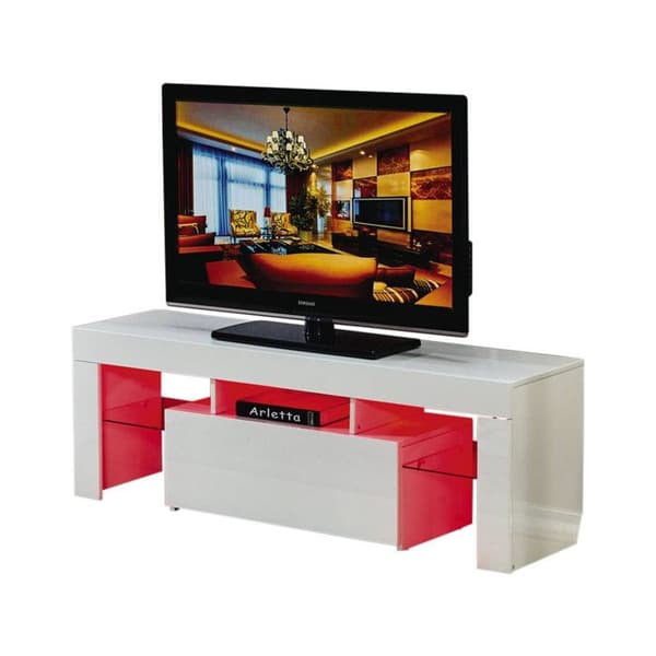 "Borda" LED TV-skåp - 130 x 34 x 45 cm - Lackad vit