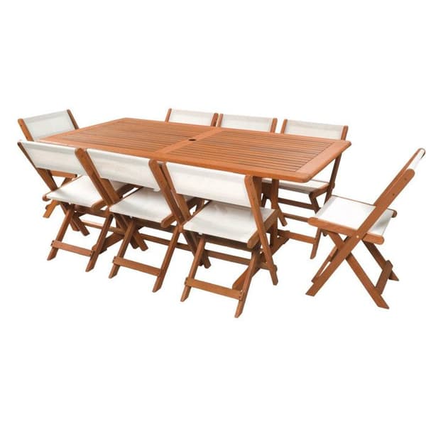 Puutarhakalustesarja "Seoul" - 1 pöytä + 8 tuolia - Vaahtera - Beige