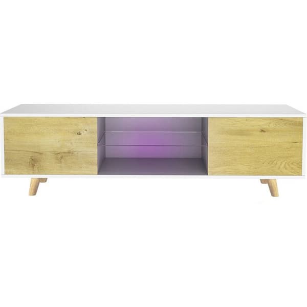 TV-möbel LED "Inna" - 140 x 42 x 45 cm - Vit/Ek