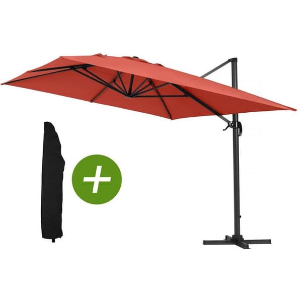 Parasol trädgård av aluminium "Sun 4" - Rektangulär - 3 x 4 m - Röd + Skyddshölje