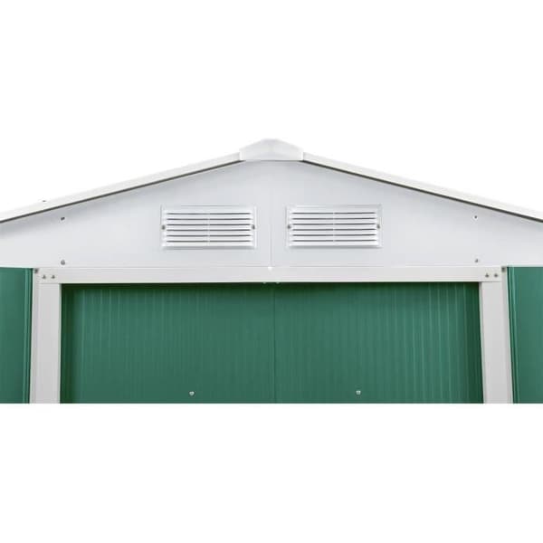 Trädgårdsbod i metall Rosas - Grön/vit - 4,07 m² - 181x203 cm