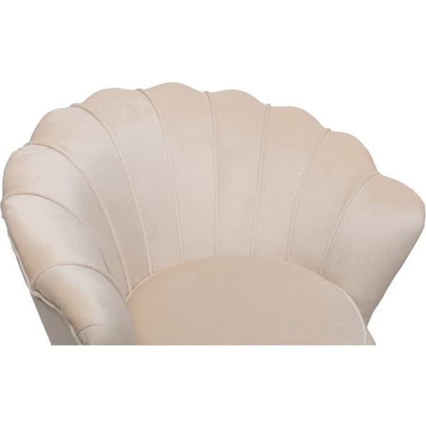 Sammetfåtölj "Floria" - 70 x 73 x 76 cm - Beige