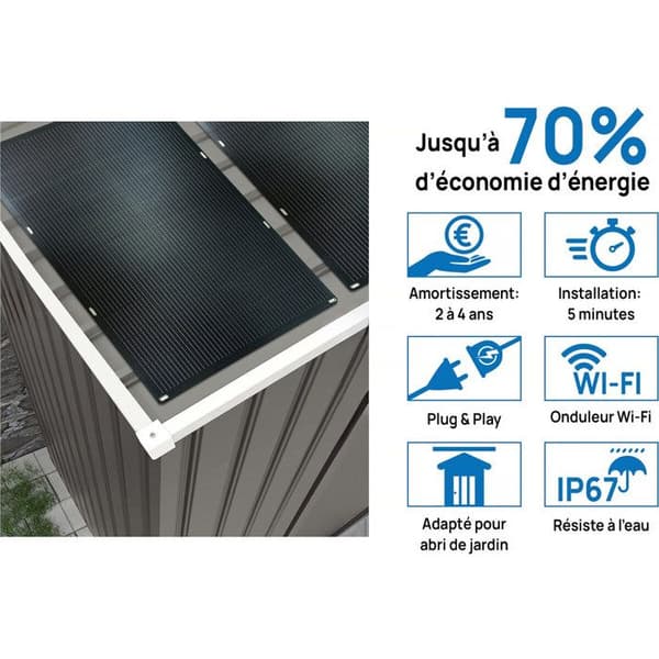 Metal skur "Dallas" - 2,71 m² med solpanel