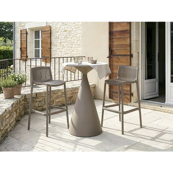 Set med 2 stapelbara plastbarstolar "Néora" - Taupe