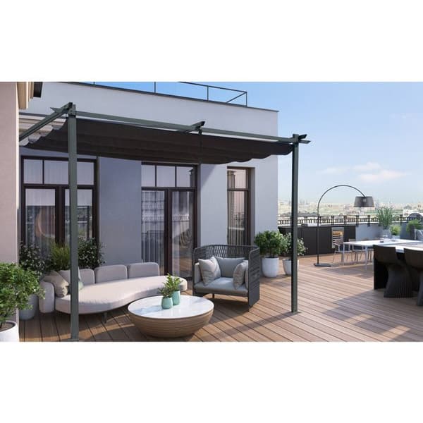 Fristående pergola med utfällbart tak - 3 x 3 m - Grafitgrå