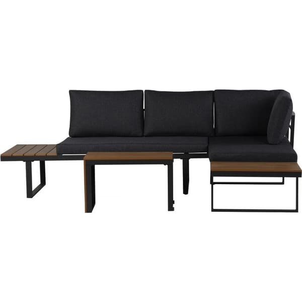 Havemøbler modulær hjørnesofa i trælook "Sylva" - 4 pladser - Grå