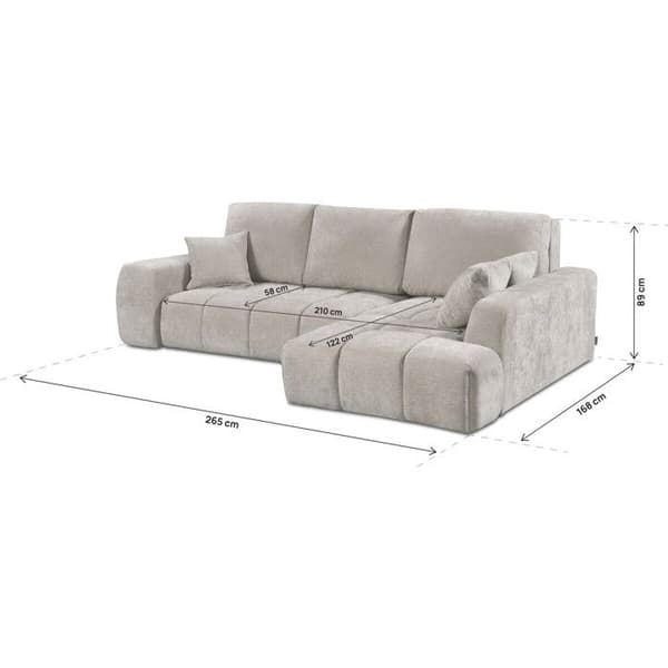 Hörnsoffa som är bäddbar i chenilletyg "Verneuil" - 3 platser - Beige