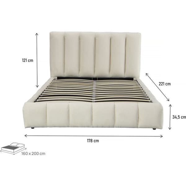 Seng med opbevaring "Annie" 160 x 200 cm - Beige