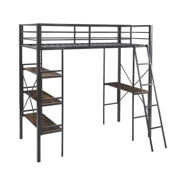 Lit mezzanine med metalbord "Raphaël" - 190 x 90 cm - Sort