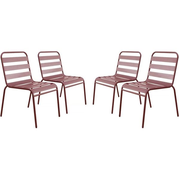 Set med 4 stapelbara trädgårdsstolar i metall "Bilbao" - Terrakotta