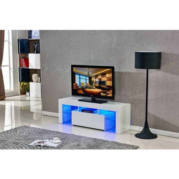 "Borda" LED TV-skåp - 130 x 34 x 45 cm - Lackad vit