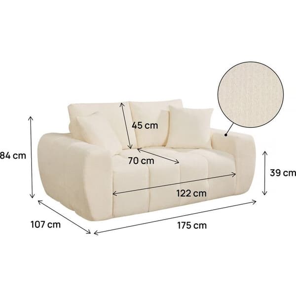 Rät soffa i tyg stil bubble "Léonie" - 2 platser - Beige