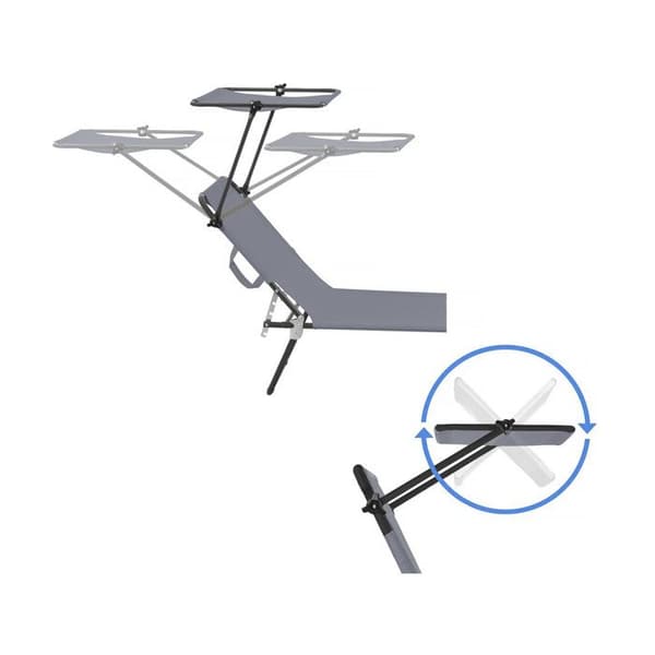 Hopfällbar solstol set om 2 - Grå metall - Vippbar - 180 x 54,5 x 73 cm