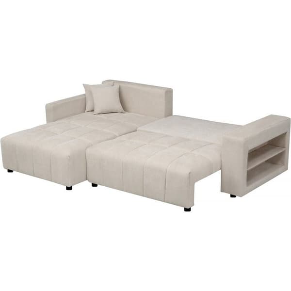 Vinkelsoffa konvertibel tyg chenille 3 platser - "Trocadero" - Grädde