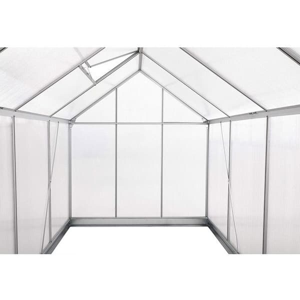 Polykarbonat växthus 370 x 190 x 195 cm "Basilic" - 7,03 m² - Grå