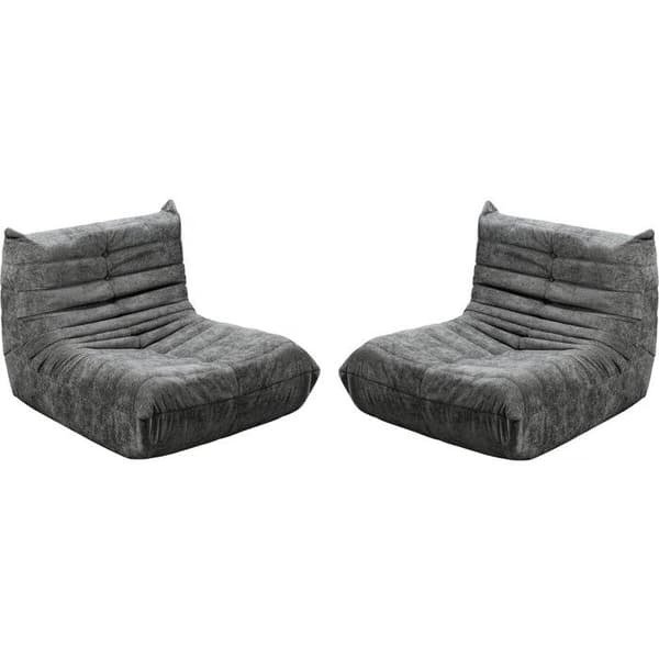 Chauffeuse til modulsofa Velasca i grå struktureret stof, sæt med 2, 95 x 100 x 75 cm