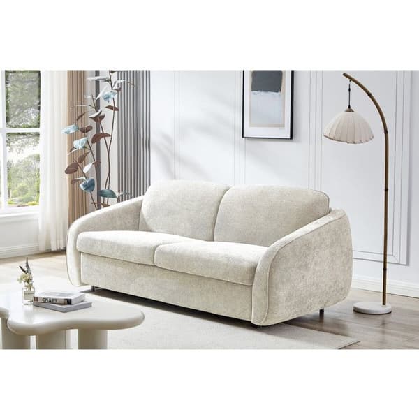 Texturerad tygsoffa med utfällbar säng "Laurie" - Sängstorlek 140 cm - 3 platser - Beige