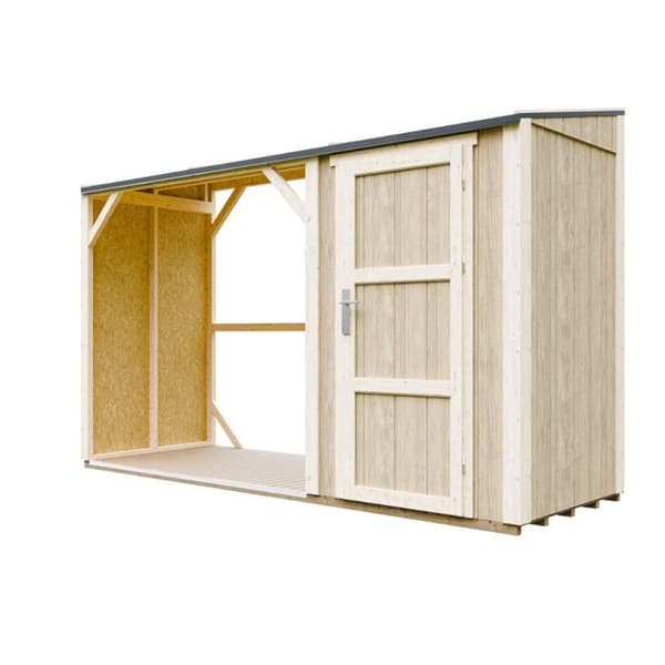 TIMBELA M985 Vedskjul med förråd 4,14 m²