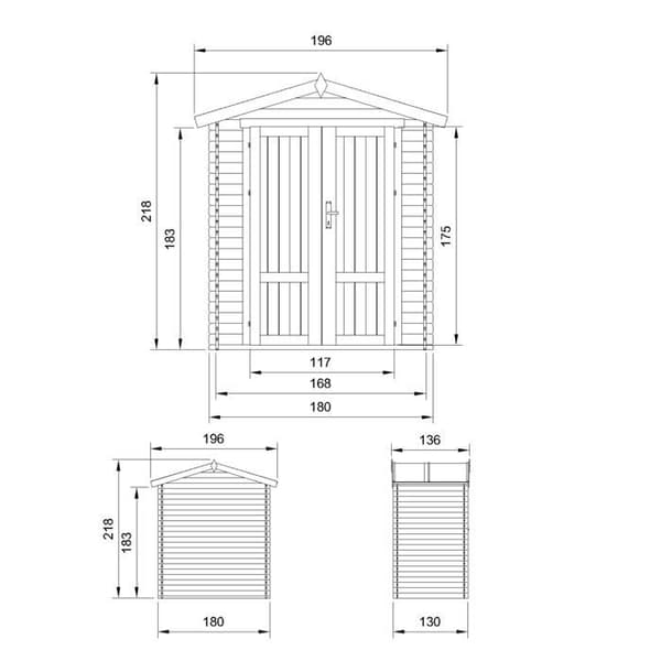 TIMBELA M367F1 Trädgårdsskjul i trä 1,98 m²