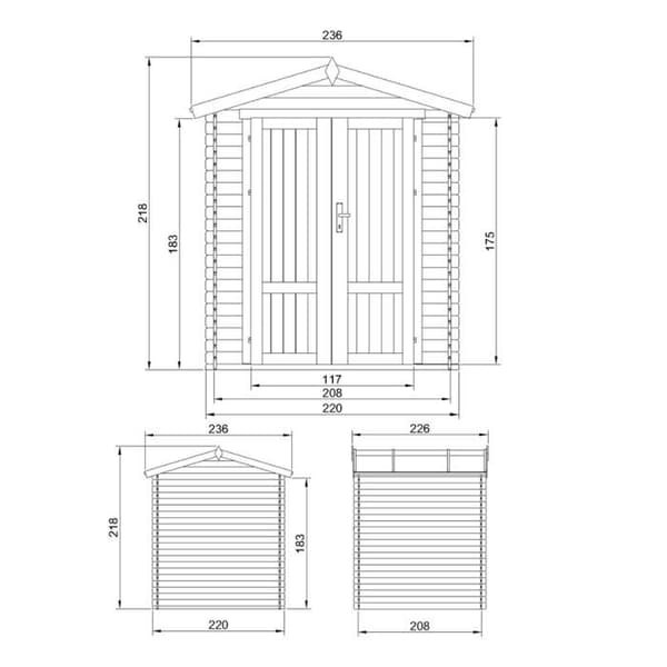 TIMBELA M369F1 Trädgårdsskjul i trä 4,33 m²