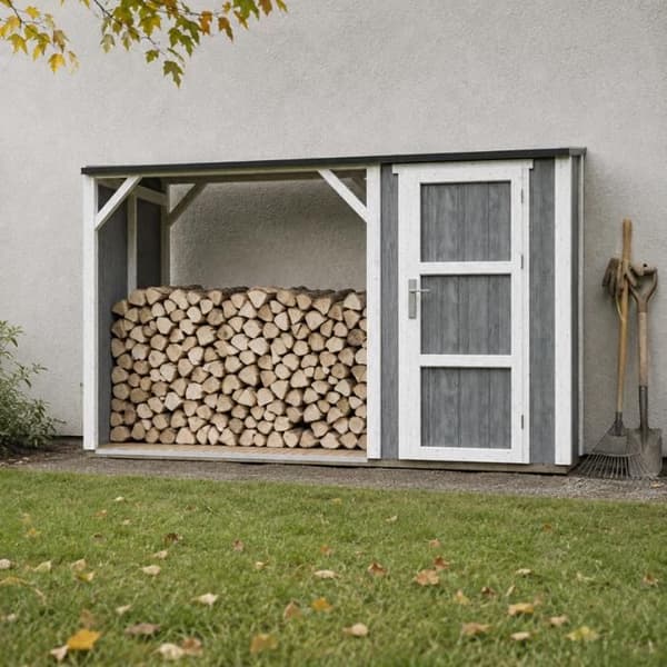 TIMBELA M985 Vedskjul med förråd 4,14 m²