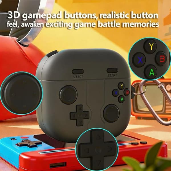 Silikonfodral i retrospel-stil för Samsung Galaxy Buds4/4 Pro - Ljusgrå