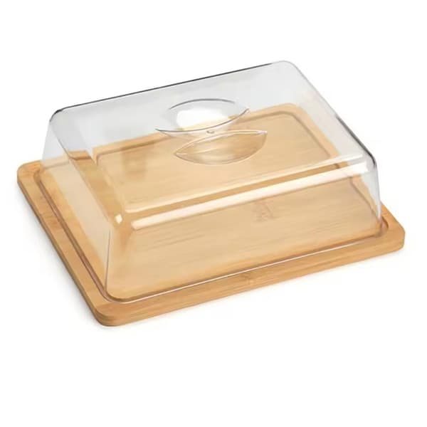 Smörask i bambu / smörlåda med transparent lock 24×18×7,5 cm