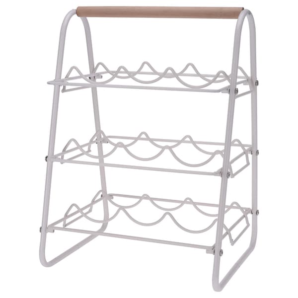 Vinställ i metall och bokträ för 9 flaskor 33x29x46cm - Off-white / Vinställ / Flaskställ
