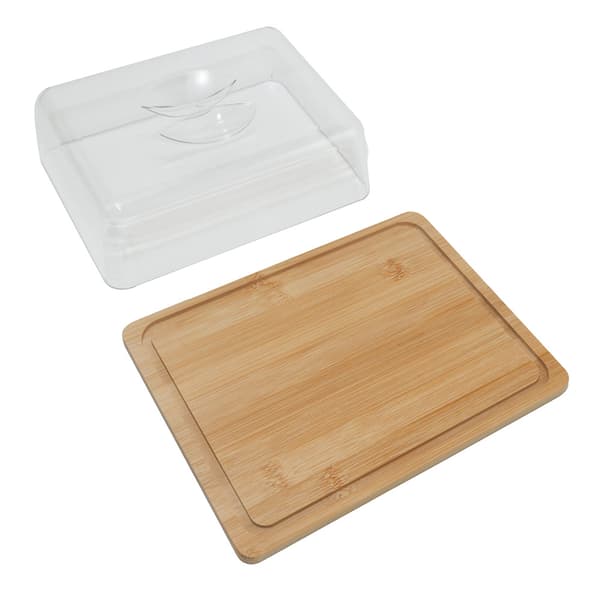 Smörask i bambu / smörlåda med transparent lock 24×18×7,5 cm