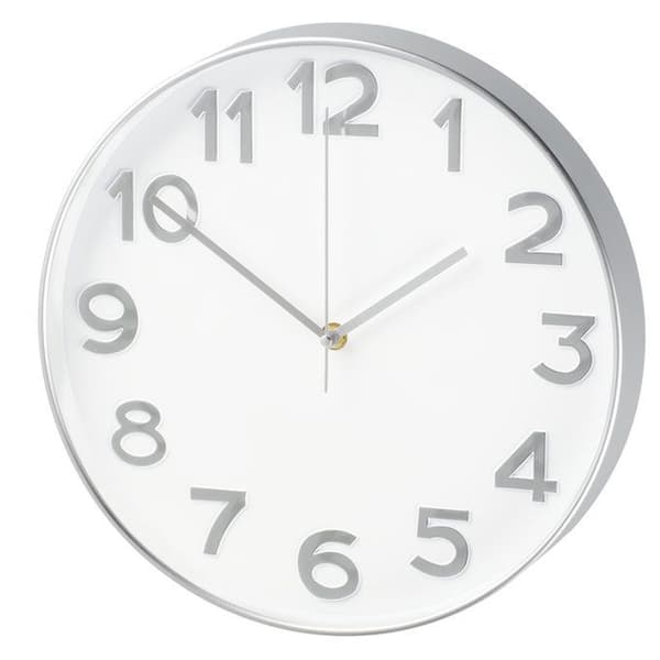 Väggklocka Reims 30 cm - vit/silver / väggklocka tyst / modern väggklocka / designklocka vägg