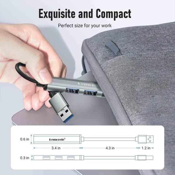Lemorele USB-C Hubb TC53 med 4 USB-portar / USB-portreplikator / USB-C-förgrenare