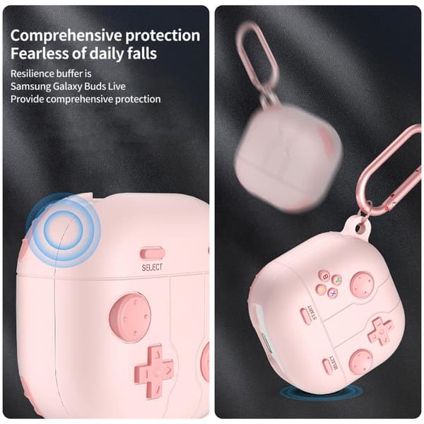 Silikonfodral i retrospel-stil för Samsung Galaxy Buds Core - Rosa
