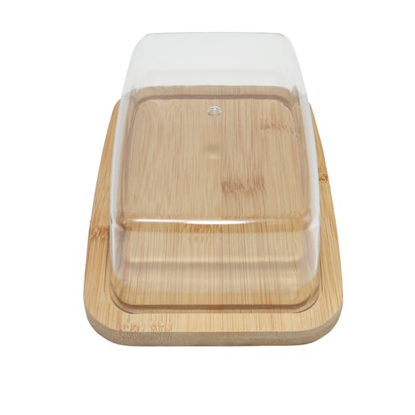 Smörask i bambu / smörlåda med transparent lock och serveringsbricka 24×18×7,5 cm