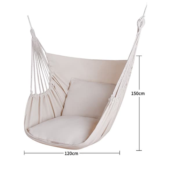 Beige Hängstol med 2 kuddar / hänggunga stol / hammockstol