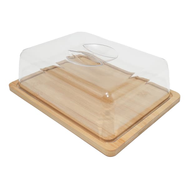 Smörask i bambu / smörlåda med transparent lock 24×18×7,5 cm