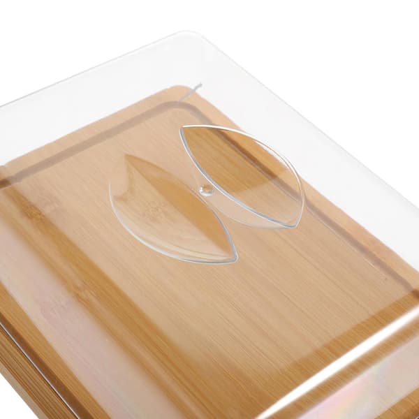 Smörask i bambu / smörlåda med transparent lock 24×18×7,5 cm