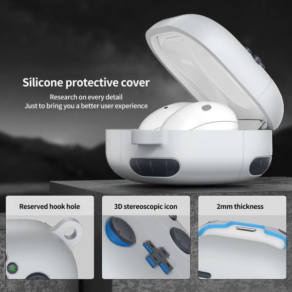 Silikonfodral i retrospel-stil för Samsung Galaxy Buds Core - Ljusgrå