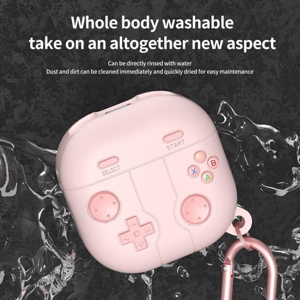 Silikonfodral i retrospel-stil för Samsung Galaxy Buds Live - Rosa